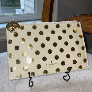Kate Spade Gold Polka Dot Thin Clutch Wallet